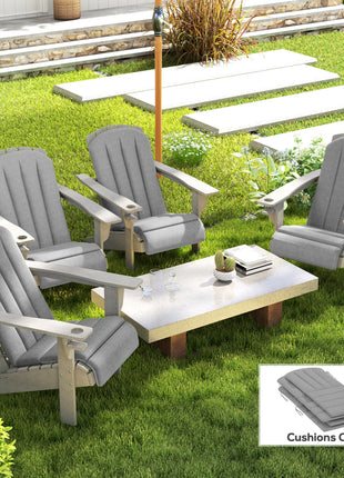 Set of 4 Outdoor Chair Cushions, High Back Adirondack Chair Cushion with Ties, High-Density Foam, Gray