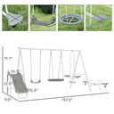 5 in 1 Kids Swing Set for Backyard with Heavy-Duty A-Frame Stand, Saucer Swing, Slide, Seesaw, Glider, Swing Seat, Gray