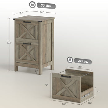 Vertical File Cabinet with 2 Drawers, Rustic Farmhouse Office Storage Cabinet for A4, Letter Size, Distressed Gray