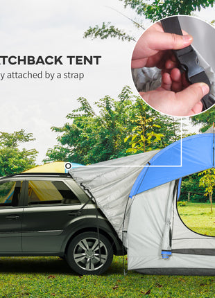 2000mm Waterproof SUV Tent, Car Tent with 3 Doors and Mesh Window, for 5-6 Person Camping Travel, Gray and Blue