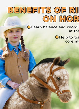 Kids Ride on Horse with Neighing Sound, Saddle for Ages 3-8