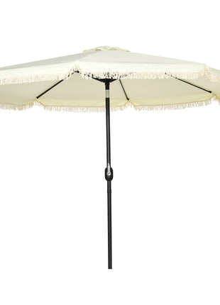 9 ft Cantilever Umbrella with Push Button Tilt and Crank Tassles and 8 Ribs Shade Umbrellas for Garden