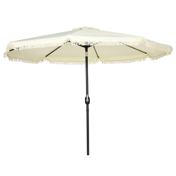 9 ft Cantilever Umbrella with Push Button Tilt and Crank Tassles and 8 Ribs Shade Umbrellas for Garden