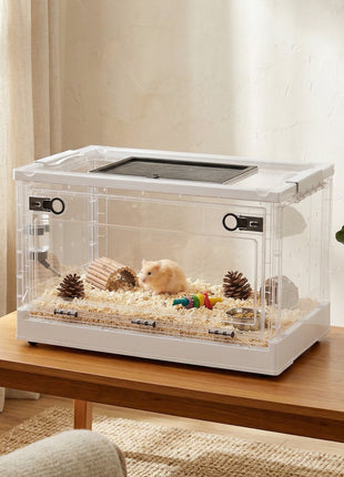 Hamster Cage, Stackable Gebril Cage with Front Door, Ventilated Small Animal Habitat for Dwarf Hamsters, Gerbils, Mice