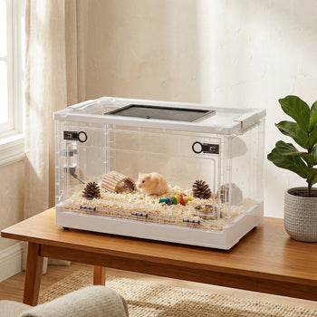 Hamster Cage, Stackable Gebril Cage with Front Door, Ventilated Small Animal Habitat for Dwarf Hamsters, Gerbils, Mice