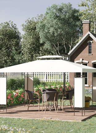 13' x 10' Patio Gazebo Outdoor Canopy Shelter w/ Double Vented Roof, Cream White