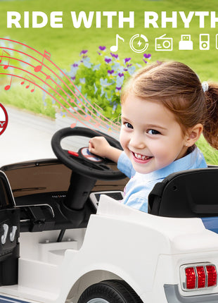 Licensed Ford Shelby GT 350 Kids Ride On Car with Remote Control, Adjustable Speed, MP3, Smooth Start, LED Lights, White