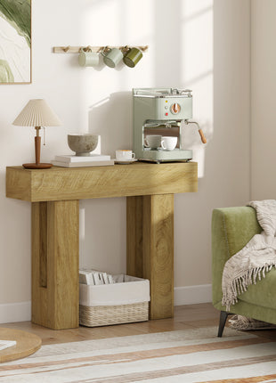 42 Inch Console Table, Sofa Table Behind the Couch with Thickened Tabletop for Living Room, Hallway, Entrance, Oak