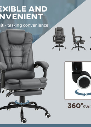 7-Point Vibrating Massage Office Chair High Back Massaging Office Desk Chair with Lumbar Support, Footrest, Gray