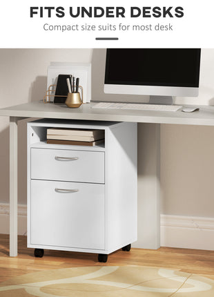 Mobile Storage Cabinet Organizer with Drawer and Cabinet, Printer Stand with Castors, White