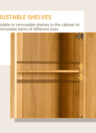 67" Pinewood Kitchen Pantry Storage Cabinet, Freestanding Cabinets with Doors and Shelves, Dining Room