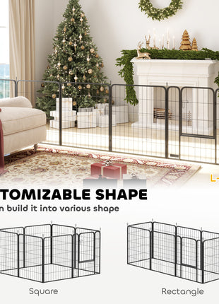 39 Inch Exercise Pen, Heavy Duty Dog Playpen, 8 Panel Metal Pet Fence for Medium and Large Dogs, Black