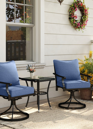 Patio Chair Cushions Set of 2 with Seat & Backrest, Fade Resistant Seat Replacement Cushion Set, Blue