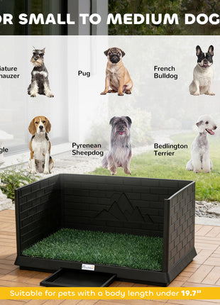 Dog Grass Pad with High Walls and Tray, Indoor Potty Tray for Puppy Training, Pee Pad Holder with Artificial Grass