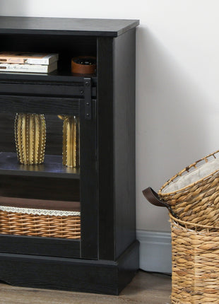 Fireplace TV Stand for TVs Up to 80 Inch, TV Console with Electric Fireplace, Open Storage and Side Cabinets, Black