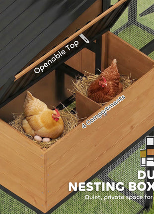105" Large Chicken Coop, Walk-in Wooden Hen House for 7-12 Hens, Poultry Cage Chicken House with Run, 2 Nesting Boxes