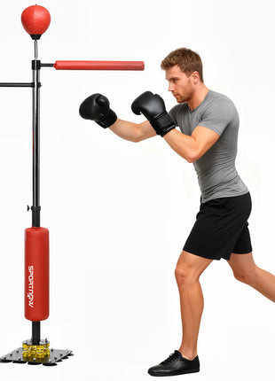 4.6'-6.7' Speed Bag Boxing Bag Stand, Reflex Bag Boxing Training Equipment, Speed Punching Bag, Red