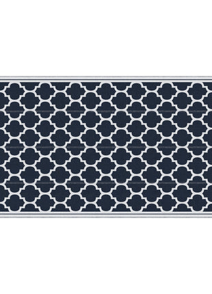 Reversible Outdoor Rug, 9' x 18' Waterproof Plastic Straw Floor Mat, Portable RV Camping Carpet, Large Floor Mat for Backyard, Deck, Picnic, Beach, Blue & White