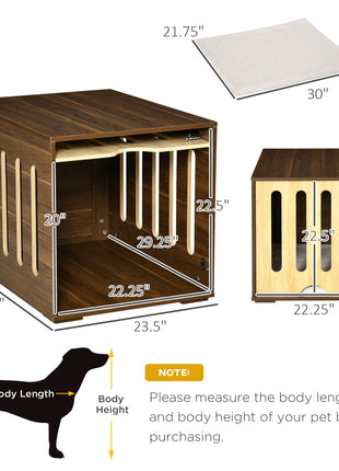 Furniture Style Dog Crate End Table with Removable Door Panel, Dog Crate Bed with Foam Cushion, Safety Lock, Indoor Use, for Small & Medium Dogs, Brown