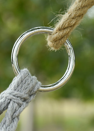 2-Person Hammock Chair Macrame Swing with Soft Cushion, Hanging Cotton Rope Chair for Indoor Outdoor Home Patio Backyard, Light Gray