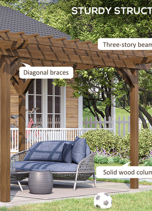 12' x 20' Outdoor Pergola, Wood Gazebo Grape Trellis with Stable Structure for Climbing Plant Support, Garden, Patio, Backyard, Deck