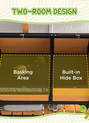Tortoise Habitat with Shelf Storage Tortoise Gift Accessory with Weather Protection for Indoor, Yellow