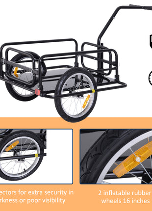 Foldable Bike Cargo Trailer Cart with Hitch, 88 lbs. Capacity, Black