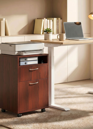 Mobile Storage Cabinet Organizer with Drawer and Cabinet, Printer Stand with Castors, Brown