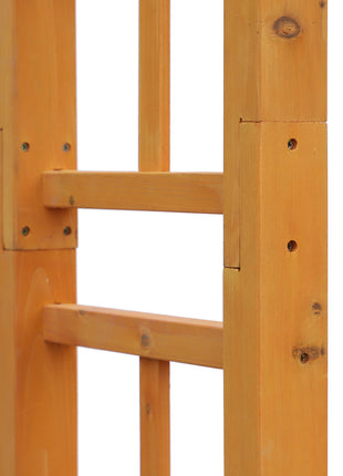 7' Wood Steel Outdoor Garden Arched Trellis Arbor with Natural Fir Wood & Side Panel for Climbing Vines, Orange