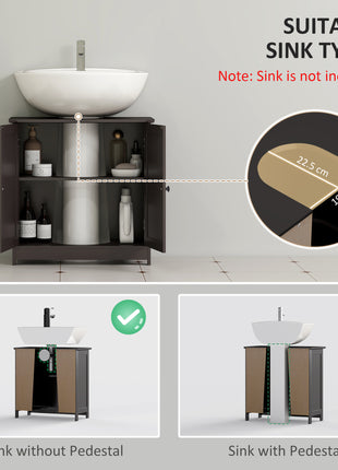 Bathroom Vanity Cabinet, Under Sink Bathroom Cabinet with 2 Doors and Adjustable Shelf, Coffee