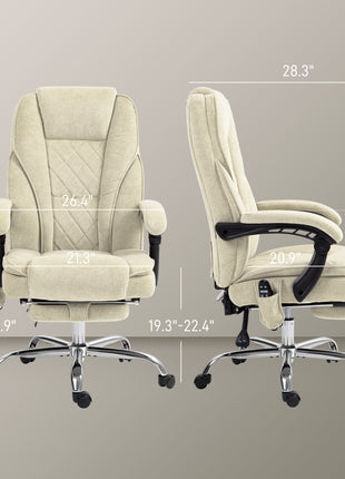Massage Office Chair, Heated Reclining Computer Chair with Adjustable Height and Footrest, Beige