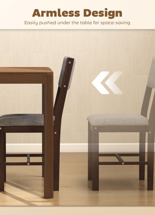 Modern Dining Chairs Set of 4, Linen Fabric Kitchen Chairs with Rubberwood Legs for Dining Room, Living Room, Gray