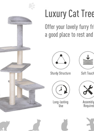 40" 5-Level Revolving Stair Cat Tree Scratcher Climbing Activity Tower with Play Center and Resting Perch - Gray