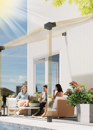 Pergola Kit, 15° Slanted Pergola Bracket Kit with 3-Way Brackets, Post Bases, Wall Mounts for 3.6" X 3.6" Lumber, Black
