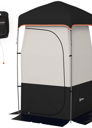Camping Shower Tent, Portable Privacy Shelter with Solar Shower Bag, Removable Floor and Carrying Bag, Black