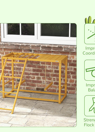 Wooden Chicken Activity Play w/ Swing Set, Chicken Coop Toy, Natural