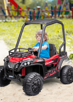 12V Kids UTV with Music, Lights, MP3/USB, Suspension System, Remote Control, Red