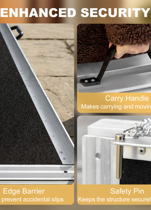 10' Skidproof Portable Wheelchair Ramp for Home, Steps, Doorways, Carpeted Foldable Handicap Ramp, Threshold Ramp