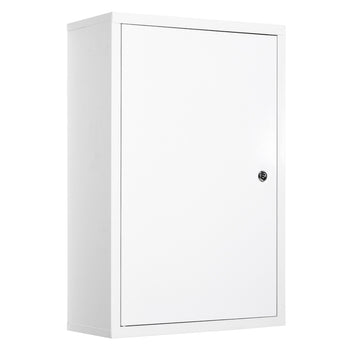 Steel Wall Mount Medicine Cabinet 3 Tier Emergency Box for Bathroom Kitchen, Lockable with 2 Keys - White
