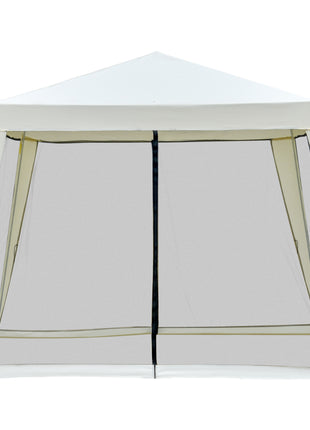 10'x10' Outdoor Party Tent Canopy with Mesh Sidewalls, Patio Gazebo Sun Shade Screen Shelter, Beige