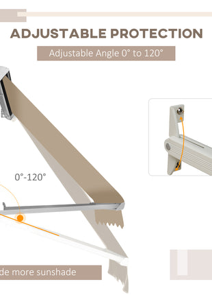 6' Drop Arm Manual Retractable Window Awning Sun Shade Shelter for Patio Balcony Outdoor, Aluminum, Can Cover 2 Windows, Cream White