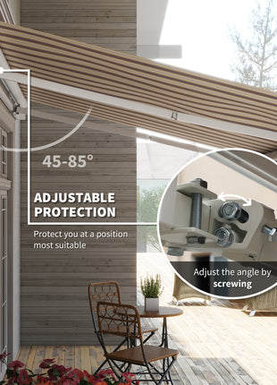13' x 8' Retractable Awning, Patio Awnings, Sunshade Shelter w/ Manual Crank Handle, UV & Water-Resistant Fabric and Aluminum Frame for Deck, Balcony, Yard, Red Stripes