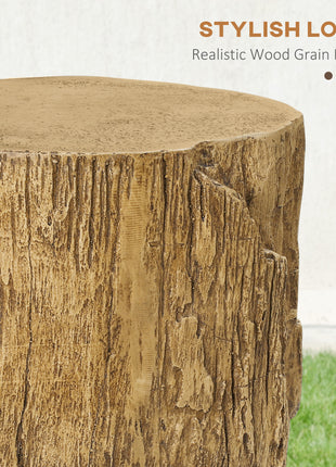 17" Tall Tree Stump End Table, Concrete Sofa Side Table for Indoor and Outdoor Use, Garden Stool