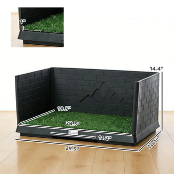 Dog Grass Pad with High Walls and Tray, Indoor Potty Tray for Puppy Training, Pee Pad Holder with Artificial Grass