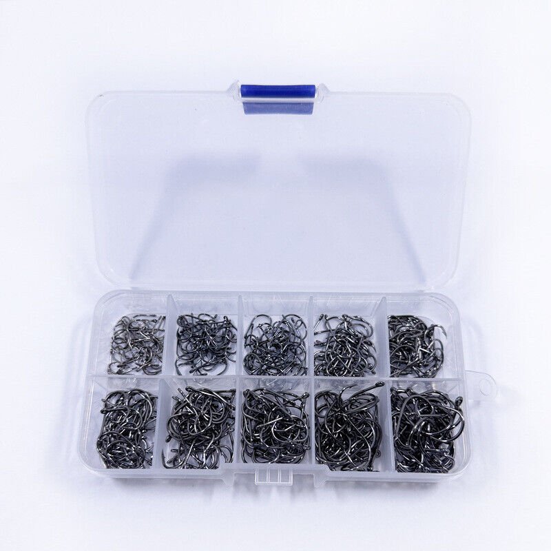 500pcs Fish Hooks 10 Sizes Fishing Black Silver Sharpened With Box Quality kit - Image 7