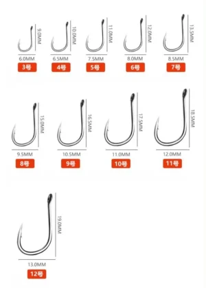 500pcs Fish Hooks 10 Sizes Fishing Black Silver Sharpened With Box Quality kit