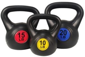 Wide Grip Kettlebell Exercise Fitness Weight Set, 3-Pieces: 10lb, 15lb and 20lb
