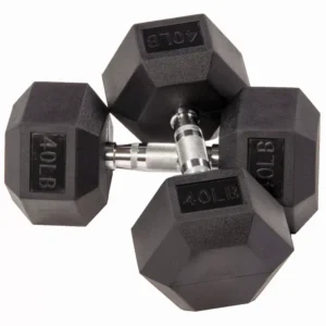 2 Pcs Rubber Hex Dumbbells