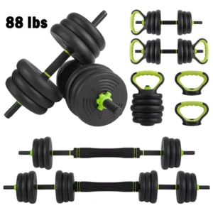Adjustable Weight Dumbbell Barbell Kettlebell Set Home Gym Fitness
