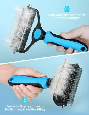 2side Dog Brush for Shedding Dematting Pet Grooming Cat Hair Undercoat Rake Comb